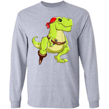 Load image into Gallery viewer, Dinosaur T-Rex Pirate Shirt _ Captain Jolly Roger Kids Tee