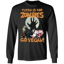 Load image into Gallery viewer, Flesh Is For Zombies Go Vegan Halloween T-Shirt